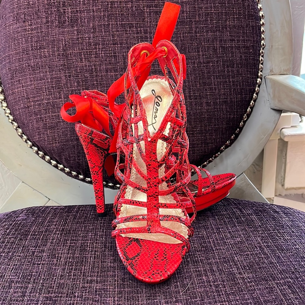 Sexy Red Snake print heels